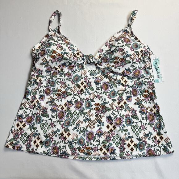 Freshwater Cutout Tankini Top Juniors Plus Size 2X Boho Babe Floral Print - Picture 1 of 11